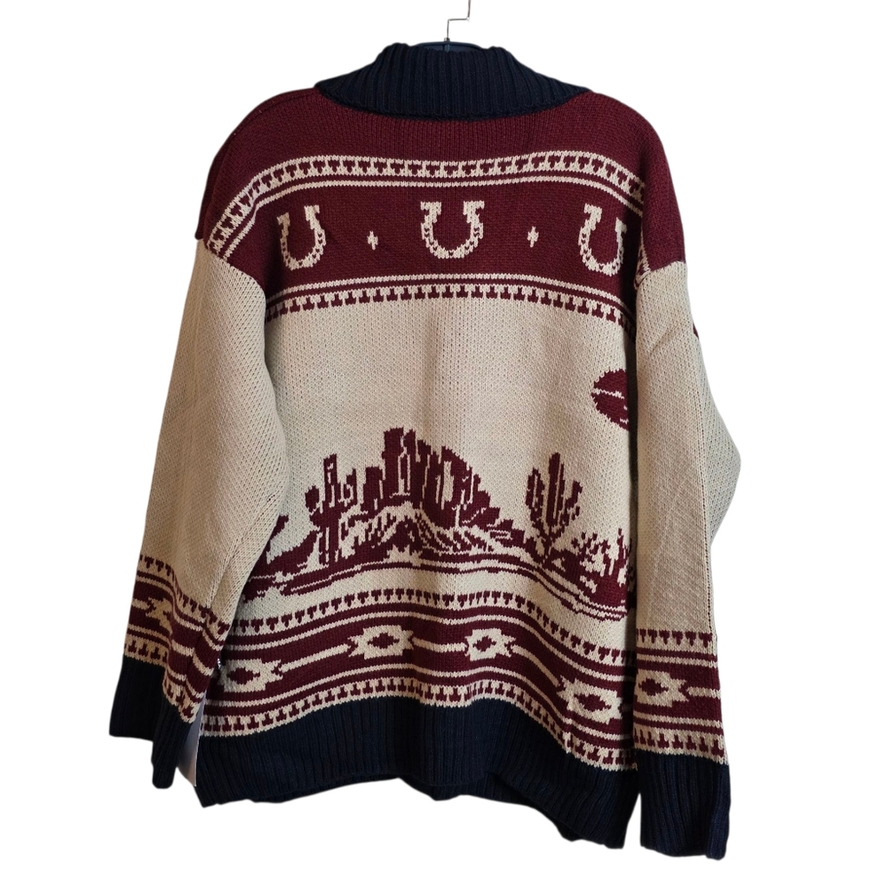 Lumiere Desert Rodeo Motif Cardigan Large Cowgirl Knit - Picture 6 of 15